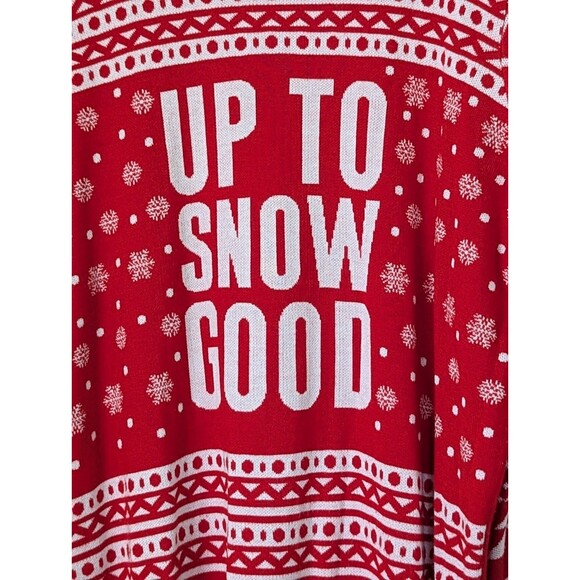 Bioworld Ugly Christmas Sweater UP TO SNOW GOOD Mens 3XLT Red White Fair Isle - Picture 2 of 7